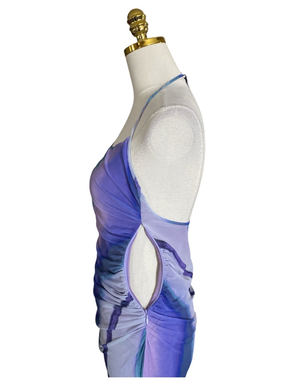 Zara Bloggers Favorite Printed Tulle Halter Sleeveless Lavender Dress Sz Small. - Picture 11 of 14